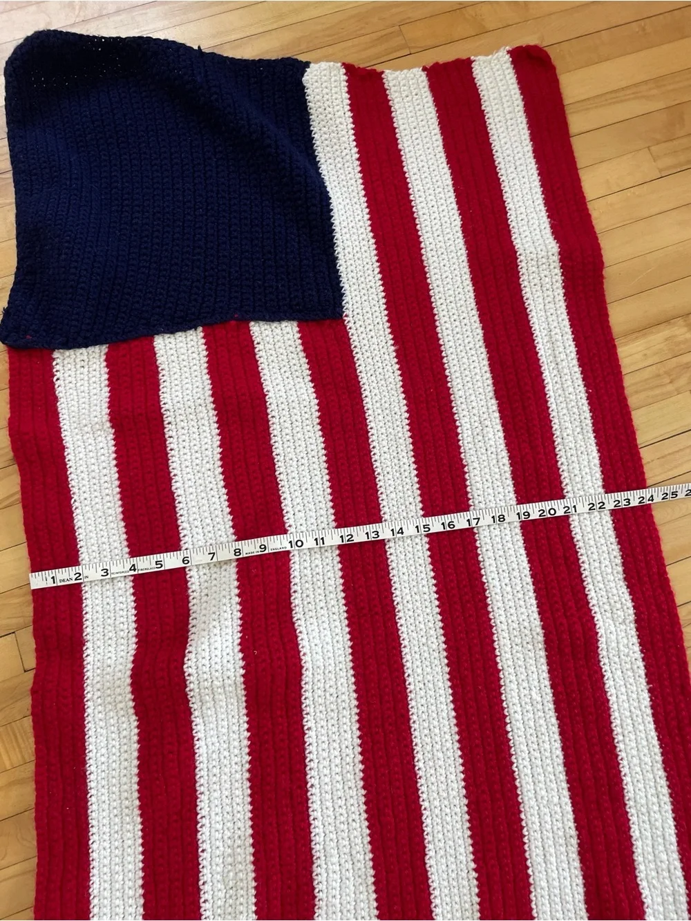 Handmade American flag crochet blanket
